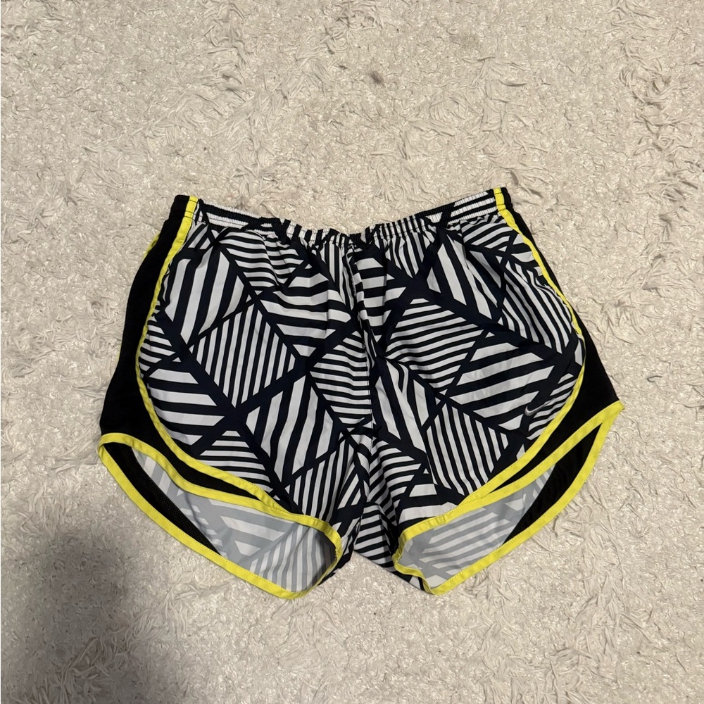 Nike running shorts - Geometric Patterned Women's Shorts with Yellow Trim